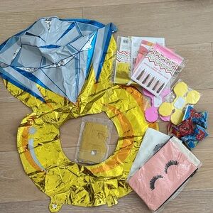 Bachelorette Party Balloon, party banner, ring pop, makeup bags, party tassel